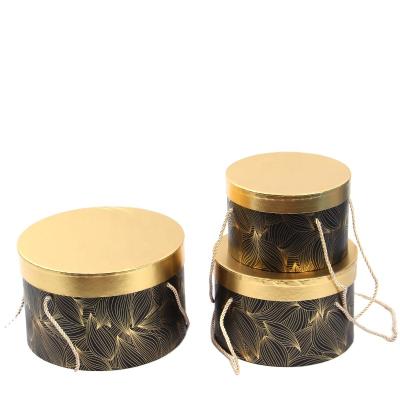 China Recycled Materials 3 Different Sized Round Gift Boxes With Round Lid Flower Boxes Luxury for sale