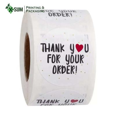 China Waterproof Different Design Small Business Label Sticker Roll Thank You Stickers for sale