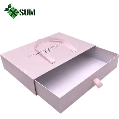 China Recycled Materials Cardboard Drawer Boxes With Handle Wig Packaging Boxes for sale