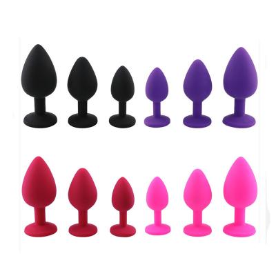 China Unisex Anal Butt Plug 3 Different Size Butt Plug Silicone Adult Toys For Men/Women Anal Trainer For Couples for sale