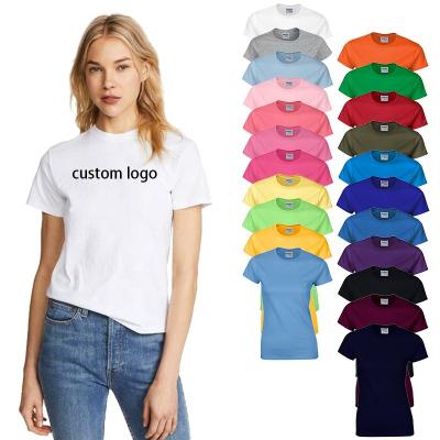 China Custom 100% simple Anti-wrinkle logo t-shirt women's casual style T-shirt cotton ladies t-shirts for sale