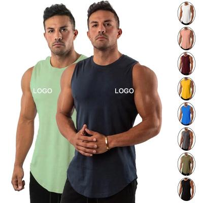 China OEM Anti-pilling Mens Tank Tops Sport Spandex Cotton Vest Gym Clothing Men Workout Wear Print Mens Slim Tank Top for sale