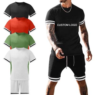 China Sustainable Fashion Mens Clothing Set 2021 Custom Mens Plain Casual Tracksuits Jogging Short Sleeve Pants Sets for sale