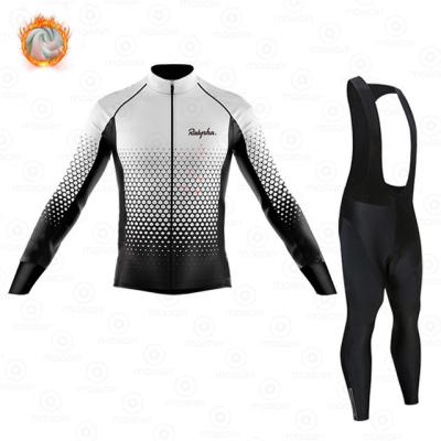 China Ralvpha 2021 New Breathable Winter Thermal Fleece Long Sleeve Roupa Ciclismo Riding Cycling Winter Long Pants Cycling Set for sale