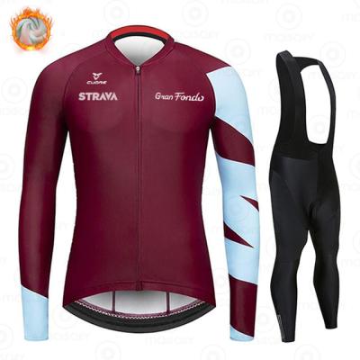 China 2021 Men's Breathable Winter Thermal Fleece Long Sleeve Cycling Jersey Set Bike Wear Cycling Fits Cycling Kit Ropa Ciclismo for sale