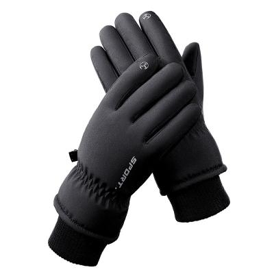 China Amazon Best Selling Cotton+PU Ski Snow Gloves Windproof Thermal Touch Screen Winter Leather Breathable Gloves for sale