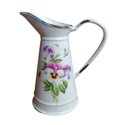 China Sustainable American Ceramic Wholesale Style Housewares Enamel Logo Customized Water Jug With Handle for sale