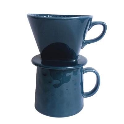 China Sustainable Colorful Ceramic Coffee Filter Mug With Handles for sale