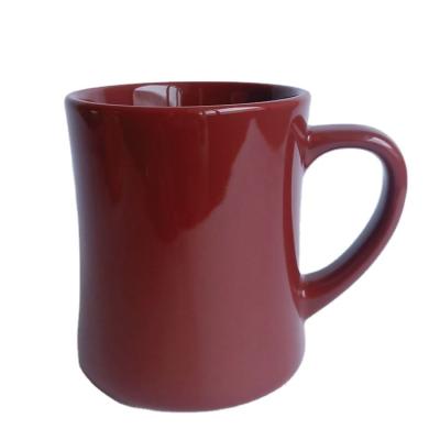 China Sustainable Popular Style Color Glazed Waisted Mug Plain Design Ceramic Coffee Mug for sale