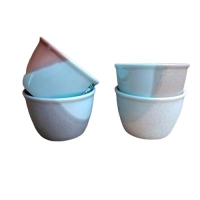 China Sustainable Handmade Ceramic Bowl Two Color Mixing With Small Point Fruti Ceramic Desert Bowl Ceramic Serving Bowl for sale