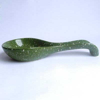 China Viable Custom Spray Dots Colorful Campfire Speckled Ceramic Spoon for sale