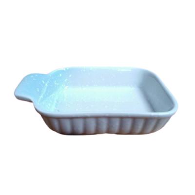 China CHAOZHOU Sustainable Ceramics Rectangular Baking Dishes With Handle For Casserole Ceramic Casserole Lasagna Oven Mold Individual Bakeware for sale