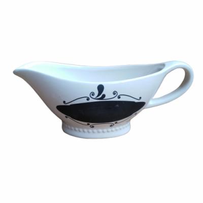 China Juice Viable Ceramic Cup Dehua White Color With Blackboard Decal Juice Taste Sauce Boat Ceramic Steak Sauce Boat Juice Cup for sale