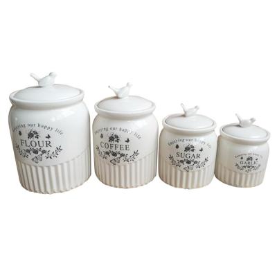 China Wholesale Ceramic Sealed Storage Cover Jars With Ceramic Lid Flour Coffee Sugar Garlic Canister Cookie Jars for sale