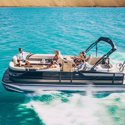 China 22-24ft New Style High End Luxury Aluminum Tritoon Deck Sport Pontoon Boat OEM ODM Fishing for sale