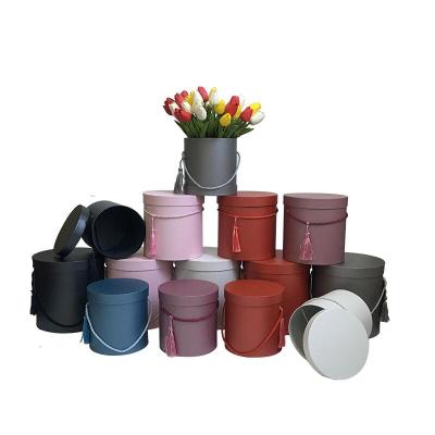 China Recyclable Single Bucket Flower Fringe Stain Flower Box Round Hug Bucket Round Gift Box 3PCS SETS for sale