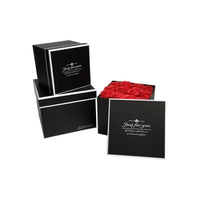 China High Recyclable Simple Square Gift Box Flower Gift Box Soap Flower Three Piece Set Box for sale