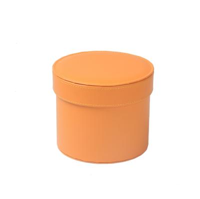 China Recyclable Small Round Leather Gift Box With Sky And Earth Cover Gift Flower Box for sale