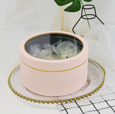 China New Love Window Flower Box Recyclable Transparent Round Flower Box Perspective Cylinder Gift Box for sale