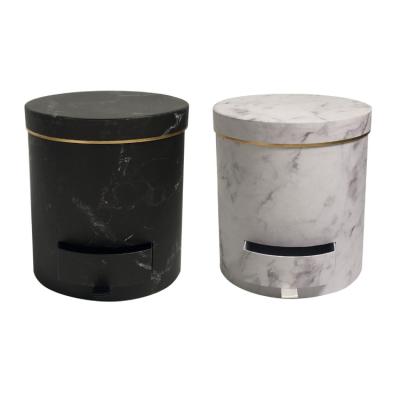 China Recyclable Flower Box Marble Gift Box Valentine's Day Stain Flower Cylindrical Flower Box for sale