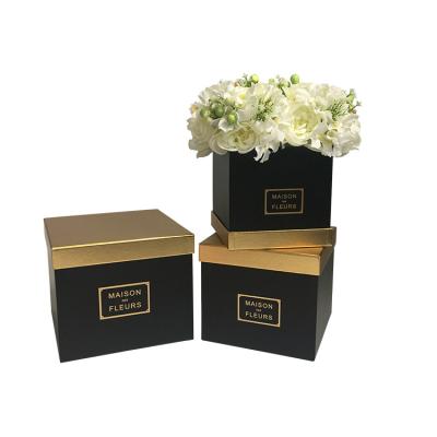 China Recyclable Square Flower Stain Gold Soap Box Gift Box Three Piece Set for sale