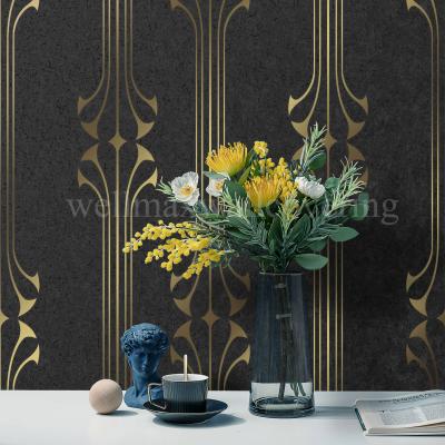 China New Vertical Stripe Flower Design Wallpaper Italy Breathing Metallic Style for sale