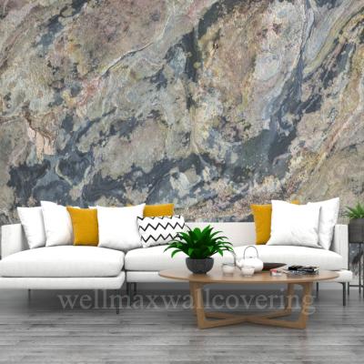 China 3D Breathing Marble Wall Mural Customized Home Wall Decor Hand Drawn Wall Effect Waterproof Wall Painting for sale