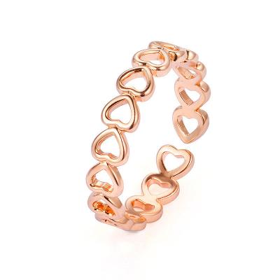 China Gold Silver Punk Color Hollowed-out Heart Shape Open Ring Design Cute Fashion Love Jewelry for Women Girl Kid Gifts Adjustable for sale