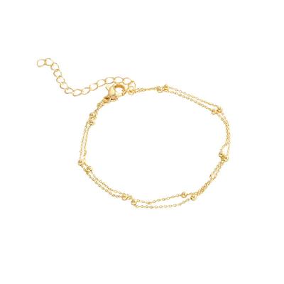 China 2022 New 2022 New Design Minority Gold Double Layer Retro Double Layer Gold Hand Ornament Cute Sense High Personality Bracelet Women for sale