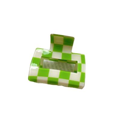 China Multicolor 1 2021 New Big Hair Claw Hair Clip Acetate Square Grid Checkerboard Women Hair Accessories for sale