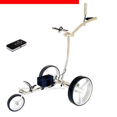 China Brand New Manual Speed ​​Control Stainless Steel Material Remote Control Golf Trolley with 24V Lithium Battery for 18 Holes, 2X200W Tubular Motors for sale