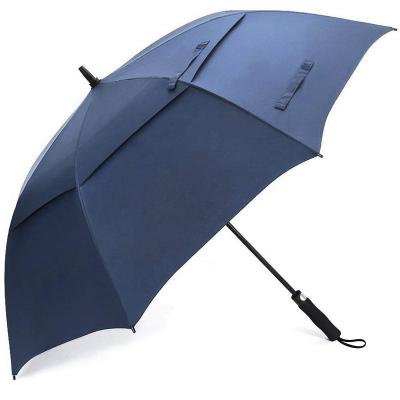 China Long Ribs: Black FRP Double Layer Auto Open Golf Umbrella with Waterproof Design, Wind Duct Ventilation Strong Wind Resistan for sale