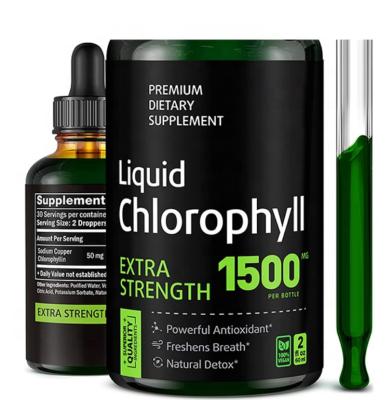 China Support Hot Selling 60ML Natural Liquid Chlorophyll Herbal Bulk Drops Custom Logo 100% Detocx Herbal Liquid Chlorophyll Drops Anti Aging for sale