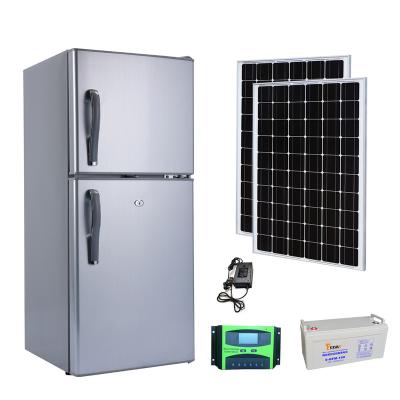 China COMPRESSOR Double Door Top Freezer DC 12v Home Solar Fridge Refrigerator For Sale for sale