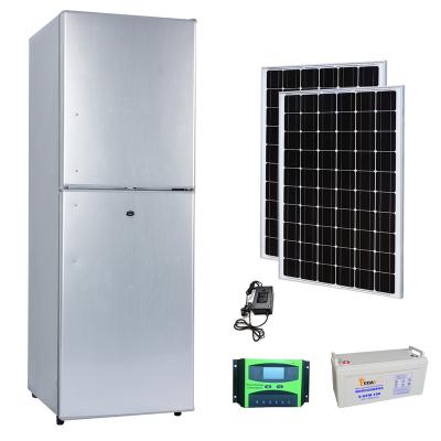 China 12V24V COMPRESSOR DC Double Door Solar Powered Freezer Refrigerator for sale