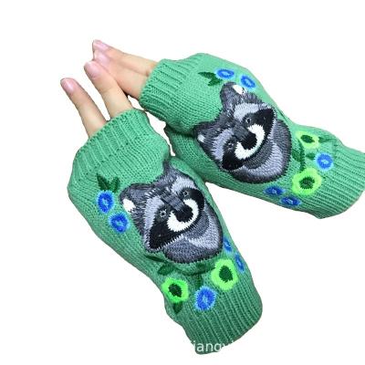 China OEM Printing Logo Cross Border Warm Adult Women Long Autumn And Winter Knitted Koala Embroidered Gloves Woolen Gloves Female for sale