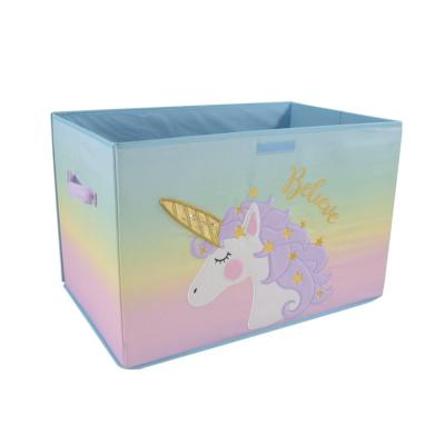 China Manufacturer Wholesale Cartoon Rectangular Folding Cloth Storage Box Folding Storage Box With Lid for sale