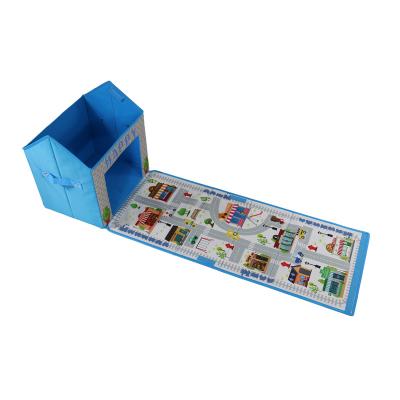 China Multifunctional Cartoon Children's Toy Storage Box Fabric Folding Home Living Room Portable Storage Box for sale