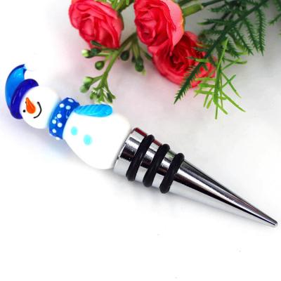 Chine Non Spill Christmas Decoration Metal Snowman Wine Bottle Stopper à vendre