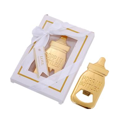 China Sustainable Baby Feeding Bottle Shape Beer Bottle Opener For Wedding Party Favors for sale