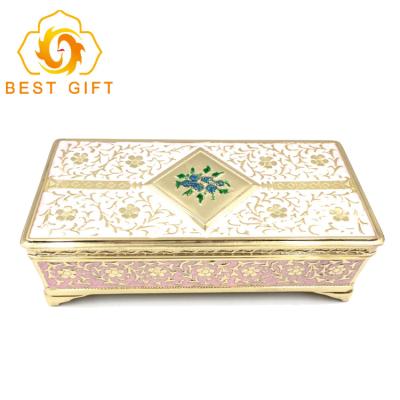 China Custom Vintage Classic Elegant Luxury Metal Trinket Box Gold Glass Geometric Copper Ring Jewelry Box for sale