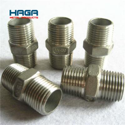 China Male Pipe Threaded Stainless Steel Hexagonal Nipple Equal for sale