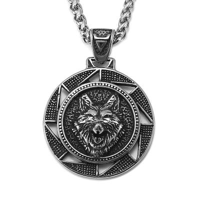 China Viking Pagan Jewelry Stainless Steel Chains 60cm Norse Pagan Mythology Mens Jewelry Viking Wolf Necklace for sale