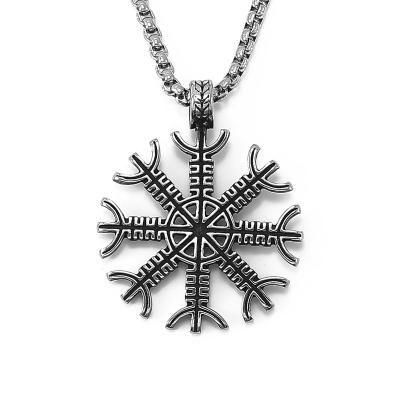 China Viking Protection Jewelry Factory Price Stainless Steel Pagan Necklace For Women Viking Myth Necklace Vegvisir Necklace for sale