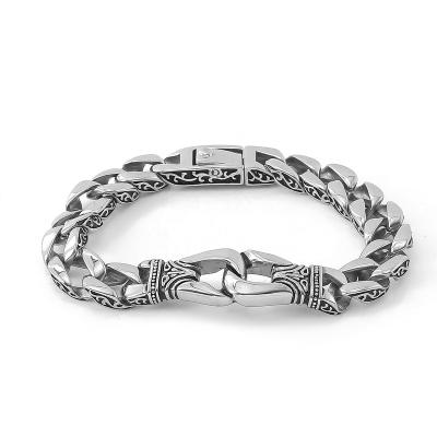 China Celtic Designs Viking Bangle Stainless Steel Chunky Curb Link Bracelet With Norse Jewelry Norse Culture Jewelry for sale