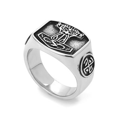 China Men's Ring Viking Jewelry Mjolnir Ring Norse Jewelry Norse Myth Jewelry Stainless Steel for sale