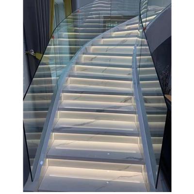 China Modern stylish customized white calacatta sintered stone stairs for sale