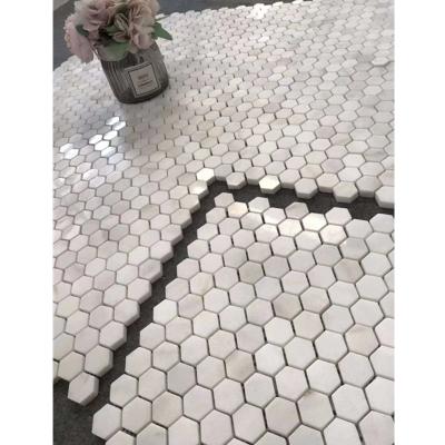 China White Hexagon Marble Mosaic Tile Hexagon Marble Mosaic Bathroom Tile for sale