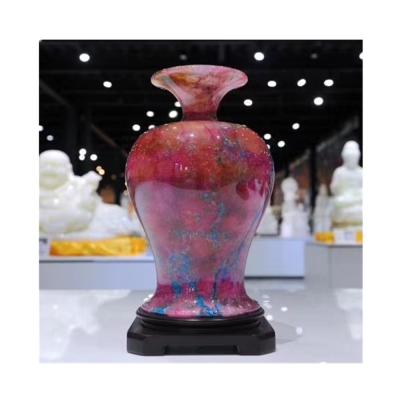 China Indoor or outdoor decoration natural onyx wall home decoration floor standing stone vase large for sale