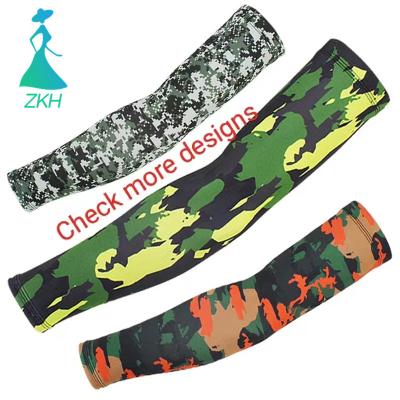 China Breathable Protective Wholesale Ice Silk Sun Camouflage Sports Cycling Recycling Arm Long Compression Sleeves With Non-slip Silicone Logo for sale